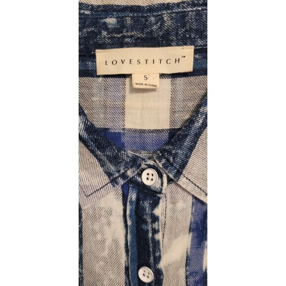 Lovestich‎ Women's Button Down Blue Plaid Country Cowgirl Shirt Size Small - Picture 7 of 9